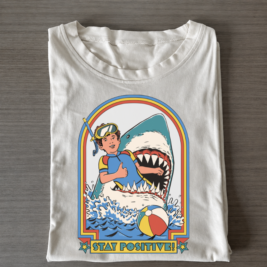 Retro Shark Stay Positive Graphic Tee