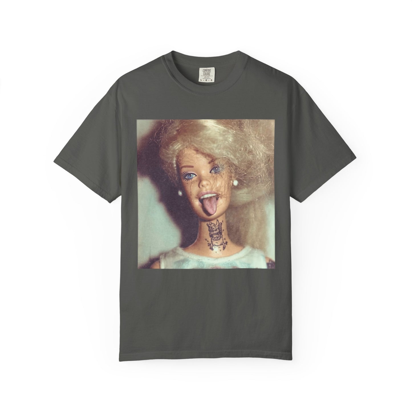Tattooed Doll Tongue Out Retro Funny Tee