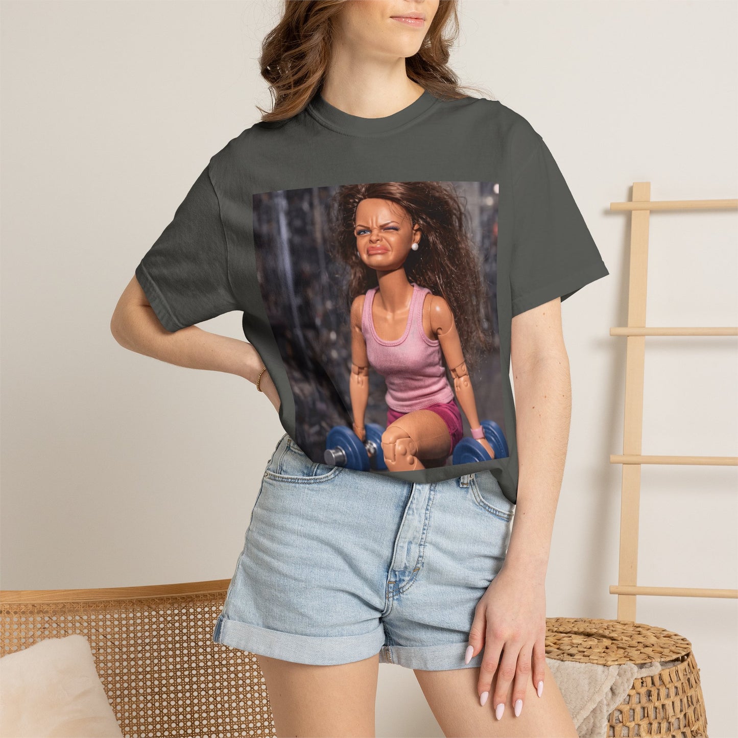 Doll Dumbbell Struggle Gym Funny Tee