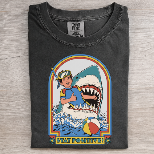 Retro Shark Stay Positive Graphic Tee