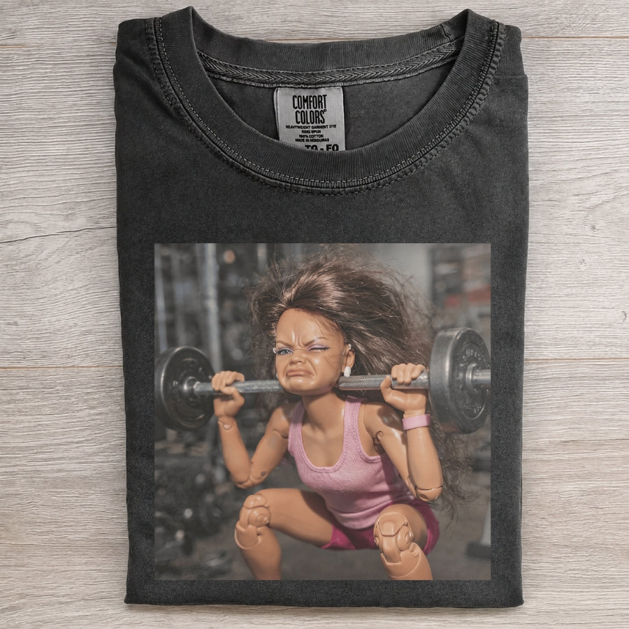 Doll Squat Day Struggle Funny Gym Tee