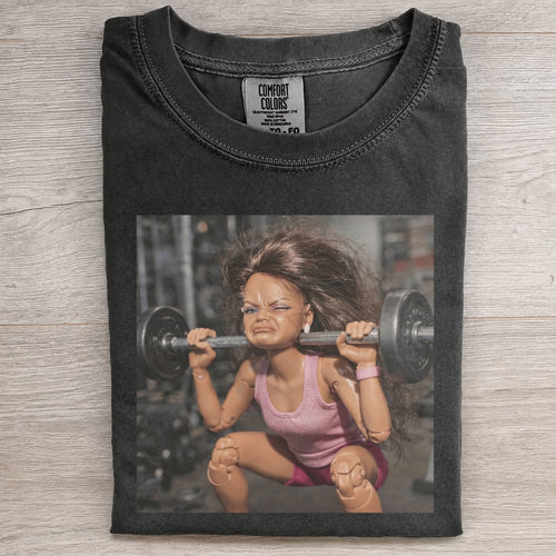 Doll Squat Day Struggle Funny Gym Tee
