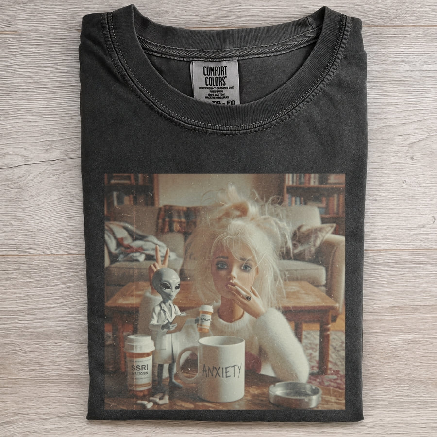 Anxiety Doll SSRI Alien Doctor Funny Tee