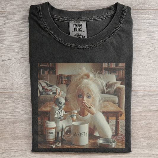 Anxiety Doll SSRI Alien Doctor Funny Tee