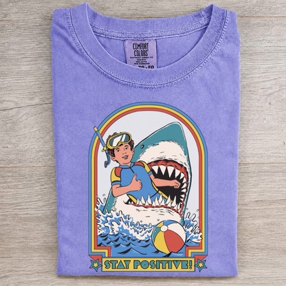 Retro Shark Stay Positive Graphic Tee