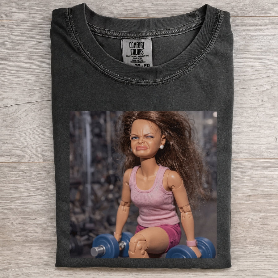 Doll Dumbbell Struggle Gym Funny Tee