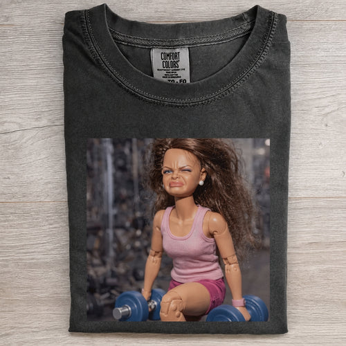Doll Dumbbell Struggle Gym Funny Tee