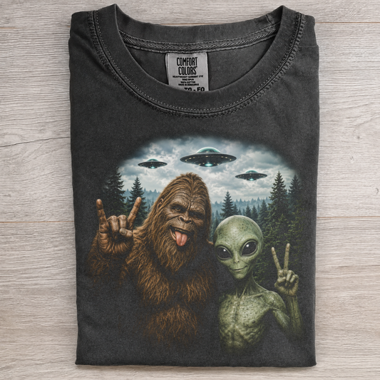 Bigfoot Alien Besties Graphic Tee