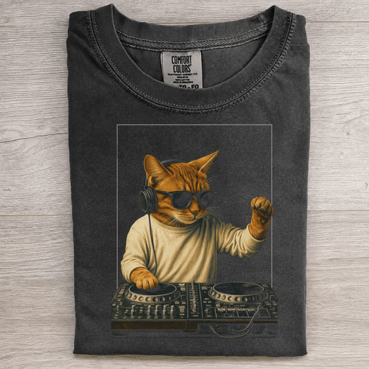 DJ Cat Graphic Tee - Patriot Level