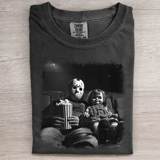 Hockey Mask & Creepy Doll Movie Tee - Patriot Level