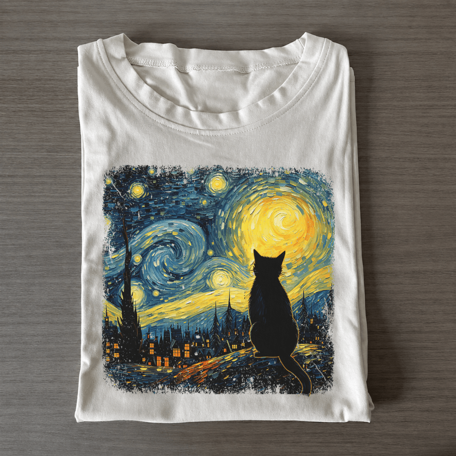 Starry Night Cat Vintage Tee - Patriot Level