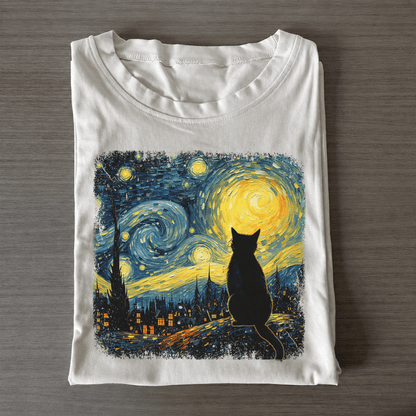 Starry Night Cat Vintage Tee - Patriot Level